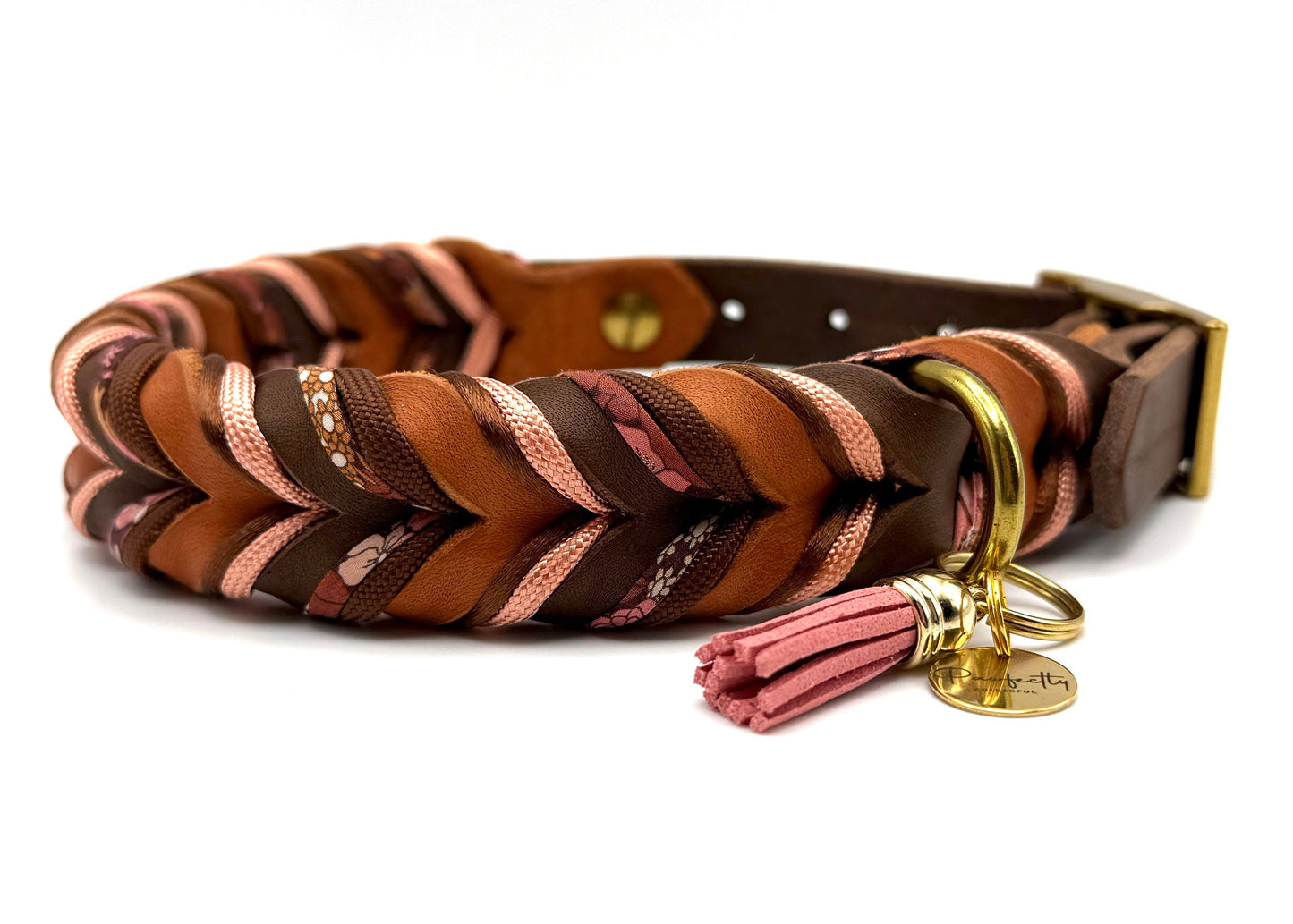 Fettleder Halsband CHOCOLATE LILY, Halsumfang 34 - 38 cm