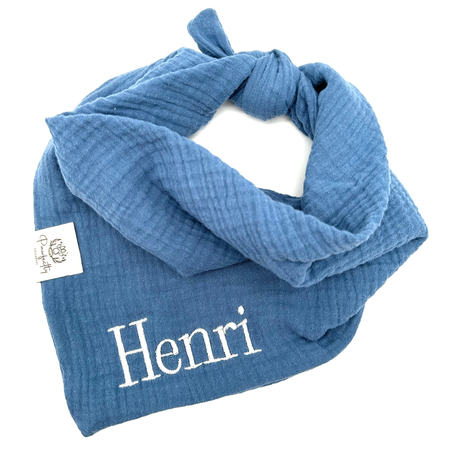 Musselin Hundehalstuch TAUBENBLAU