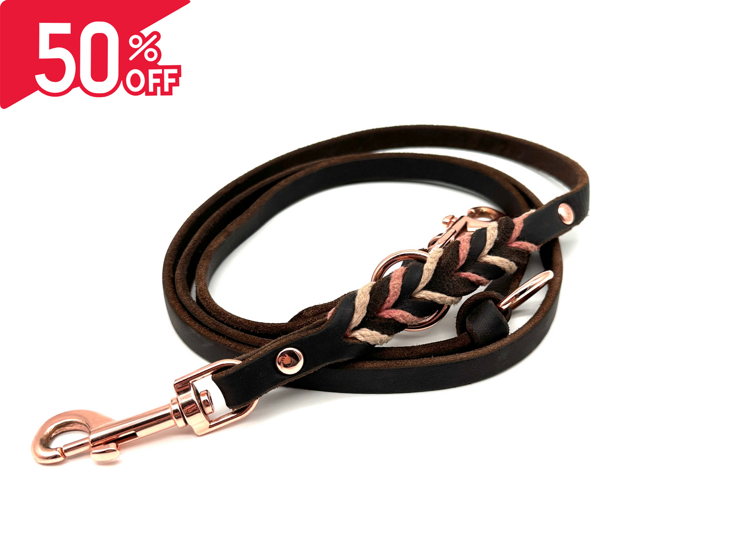 Hundeleine mit Baumwollbändern