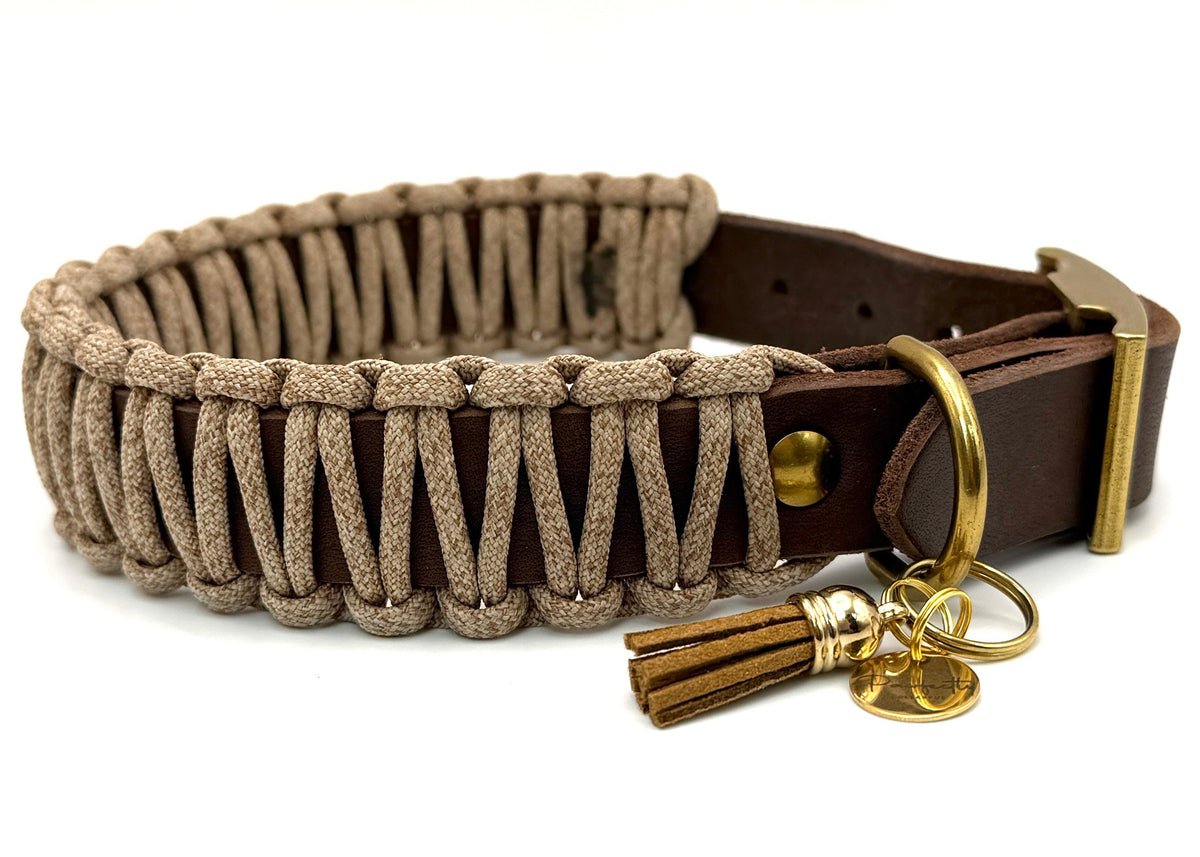 Fettleder Halsband Slim Line "HAZELNUT"
