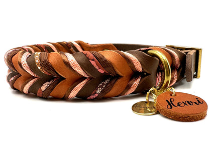 Fettleder Halsband "CHOCOLATE LILY"