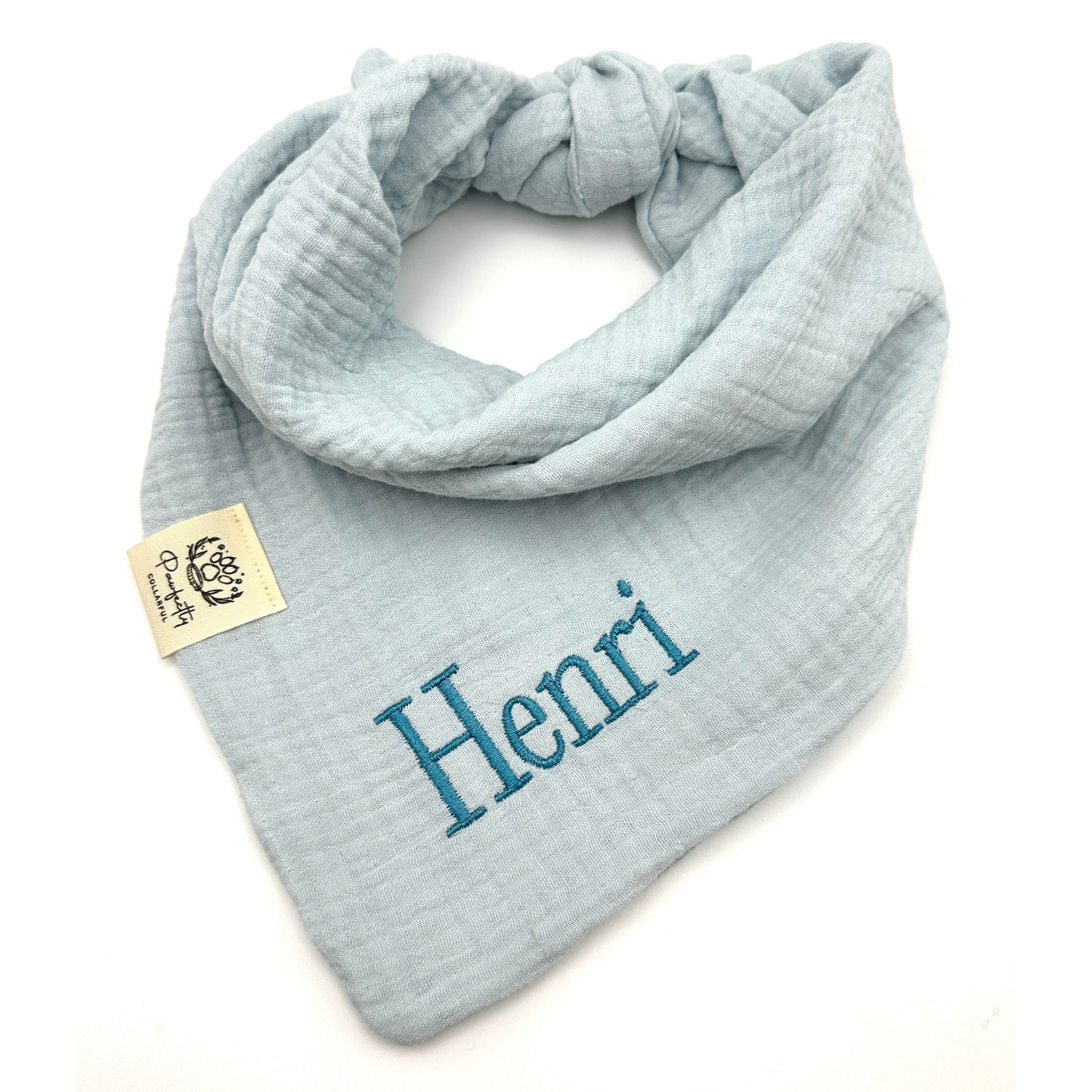 Musselin Hundehalstuch EISBLAU