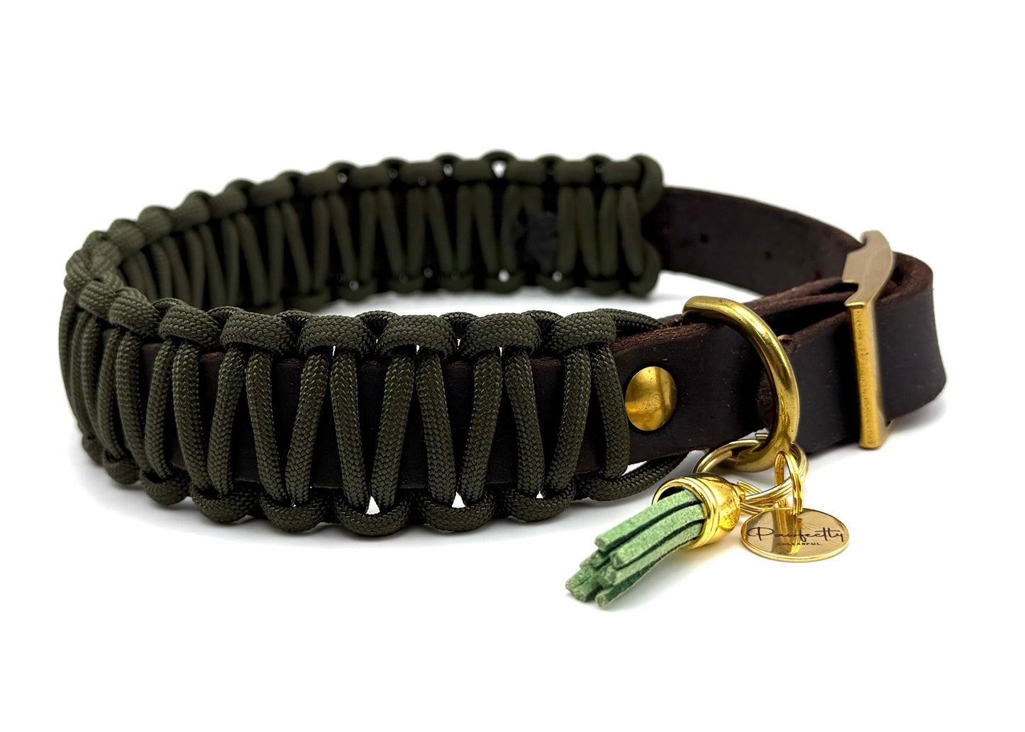 Fettleder Halsband Slim Line "MOSSY WOODS"
