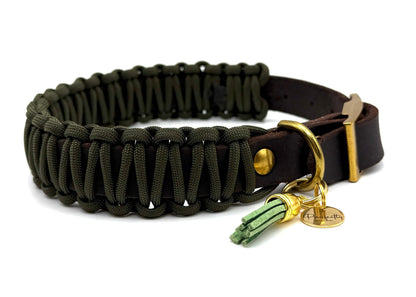 Fettleder Halsband Slim Line "MOSSY WOODS"