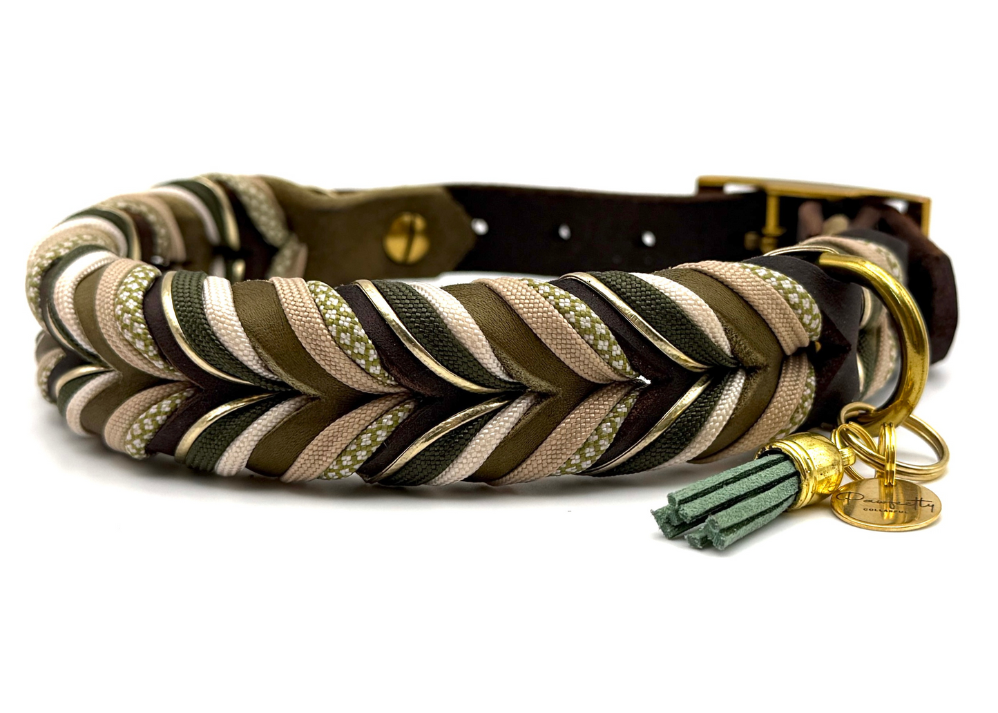 Fettleder Halsband "MOSSY WOODS"