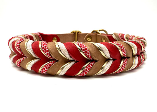 Fettleder Halsband "RED VELVET"