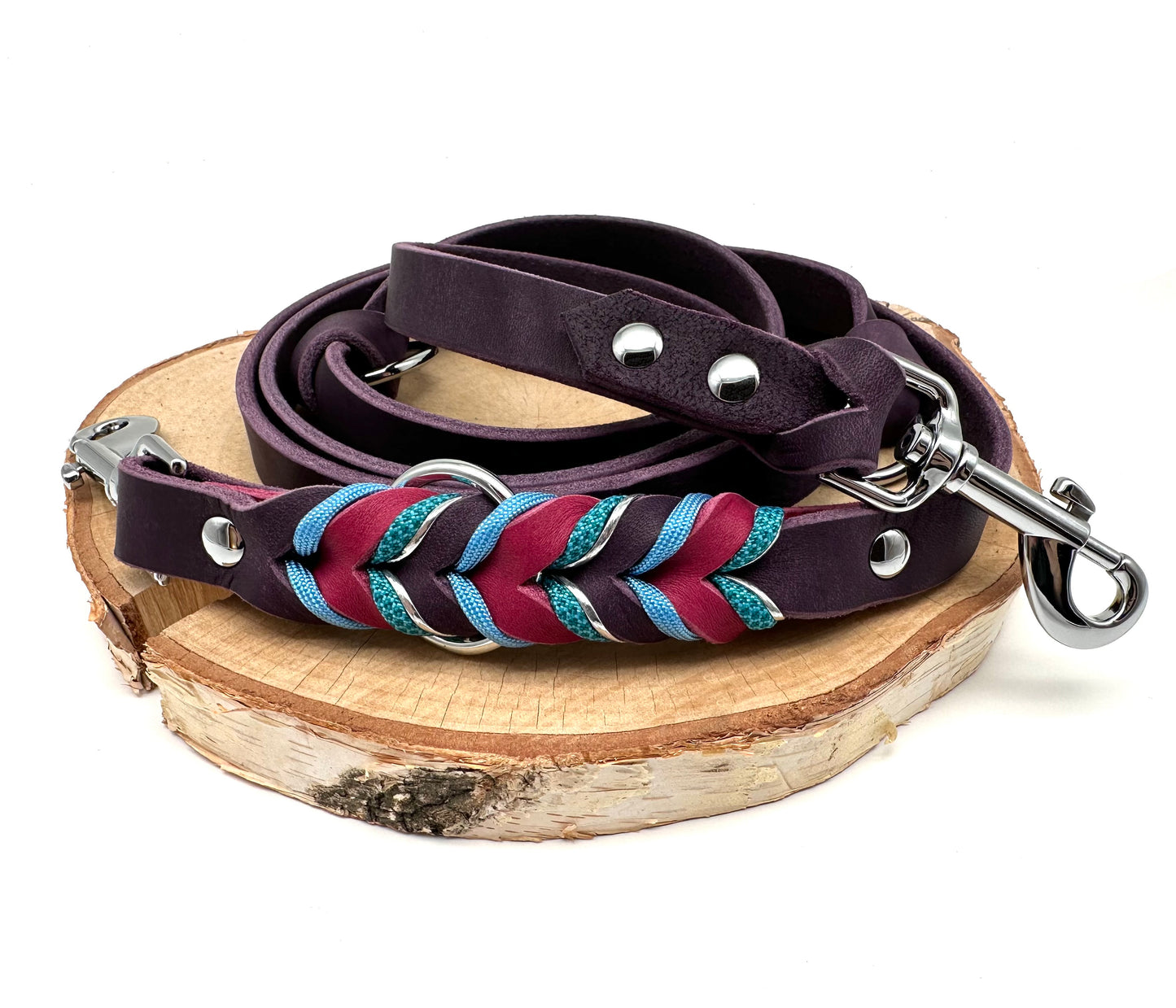 Hundehalsband und Leine aus Fettleder - Modell "BLUEBERRY"