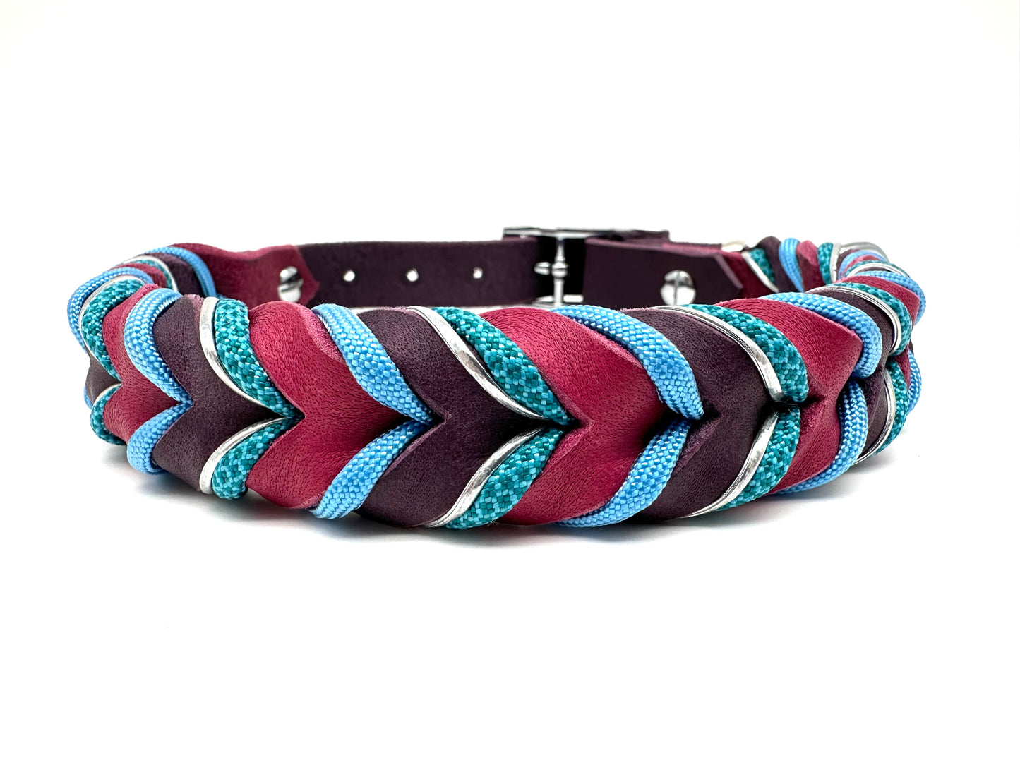 Hundehalsband und Leine aus Fettleder - Modell "BLUEBERRY"