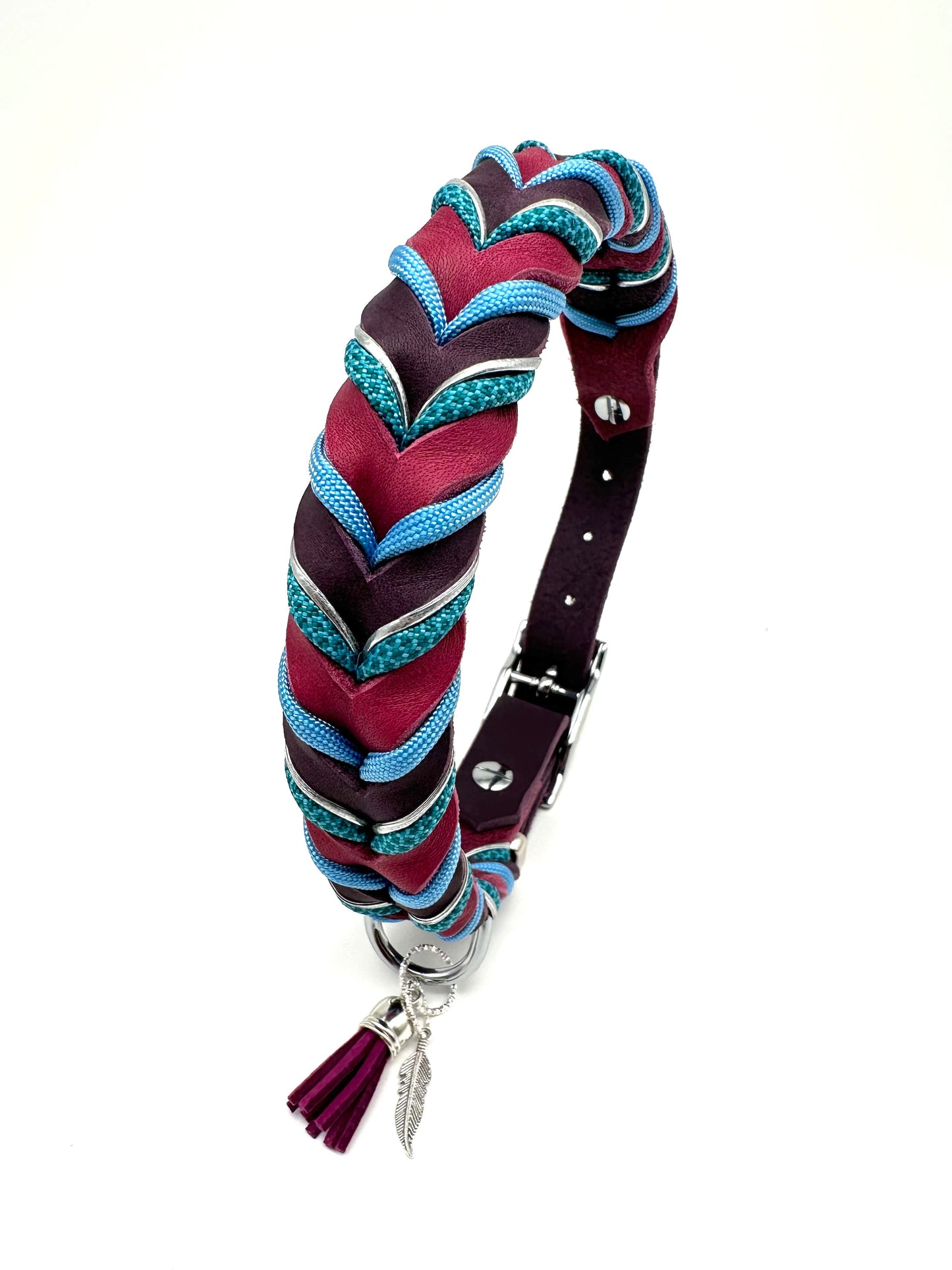 Hundehalsband und Leine aus Fettleder - Modell "BLUEBERRY"