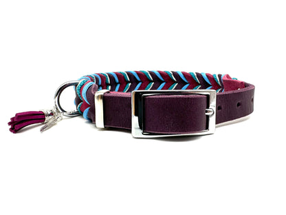 Hundehalsband und Leine aus Fettleder - Modell "BLUEBERRY"