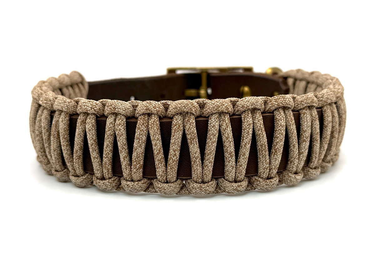 Fettleder Halsband Slim Line "HAZELNUT"